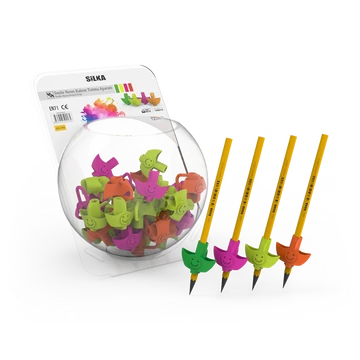 Ceruza markolat, fogássegítő, szilikon, smile, 72 db/display, Silka