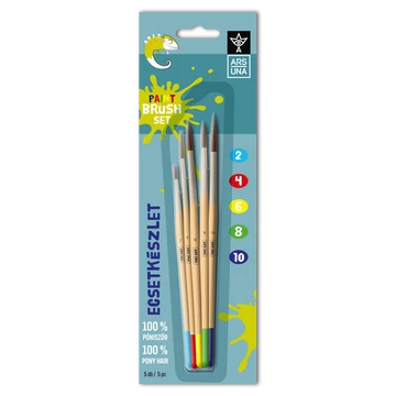 Ecsetkészlet, 2, 4, 6, 8,10, natúr fanyelű,kerek 5 darabos klt. Ars Una