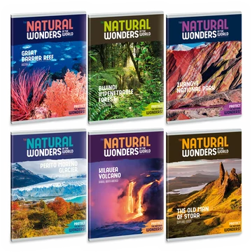 Füzet iskolai A5, 40lap, kockás Ars Una NATURAL WONDERS (5102) 21 10db/csomag