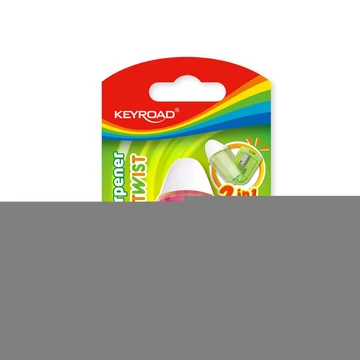 Hegyező, 1 lyukú, radírral, 1 db/bliszter, Keyroad Twist, vegyes színek