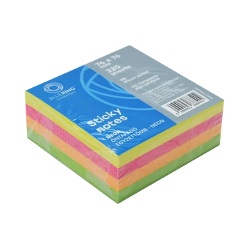 Jegyzettömb öntapadó, 76x76mm, 320lap, Bluering® , neon