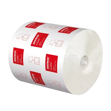 Kéztörlő 2 rétegű tekercses átmérő: 19 cm perforáció nélküli 6 tekercs/karton Classic Katrin_460103 fehérített