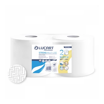 Kéztörlő 2 rétegű tekercses átmérő: 25 cm 100% cellulóz belső magos 2 tekercs/karton Strong Lucart Multi-Use_852360J