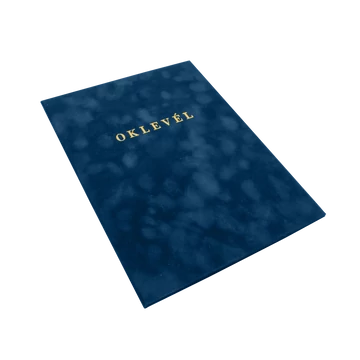 Oklevéltartó A4, prémium, arany nyomattal, Bluering® kék