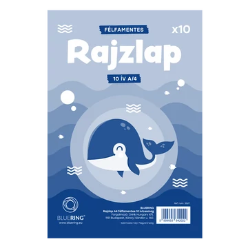 Rajzlap A4, félfamentes fóliázva Bálnás Bluering® 10 ív/csomag,