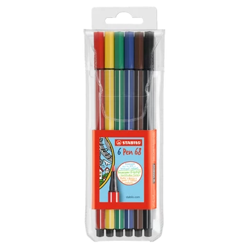Rostirón, filctoll 1mm, M STABILO Pen 68, 6 klf. szín