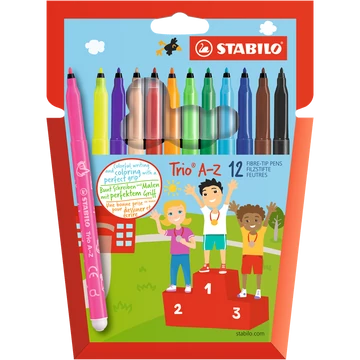 Rostirón, filctoll készlet, vízbázisú háromszögletű Stabilo Trio A-Z 378/12 12 klf. Szín