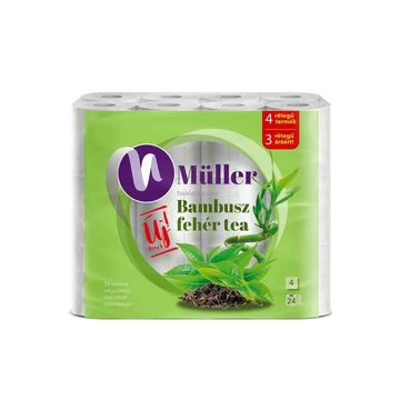 Toalettpapír 4 rétegű 100% cellulóz 24 tekercs/csomag Bambusz Müller fehér tea