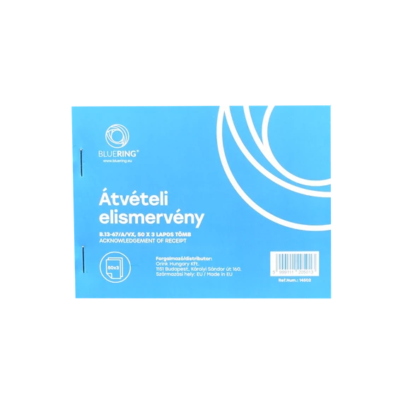 Átvételi elismervény A6, 50x3lapos B.13-67/A/VX Bluering®