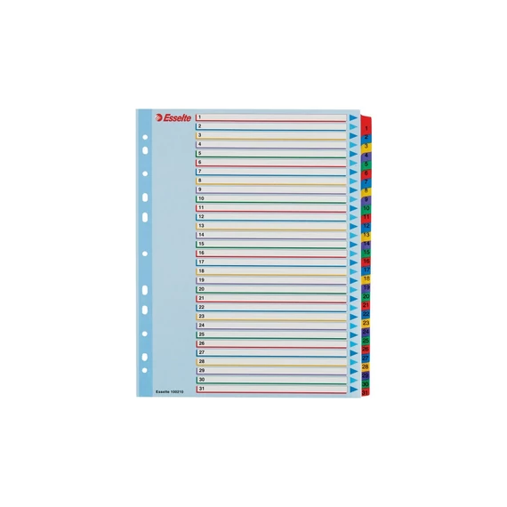 Elválasztólap, A4, Maxi regiszteres 1-31 laminált karton előlap 100210 Esselte