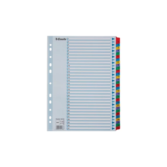 Elválasztólap, A4, regiszteres 1-31 laminált karton fülek 100164 Esselte