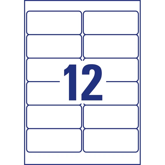Etikett címke, 99,1 x42,3mm, időjárásálló poliészter, 12 címke/ív, 20 ív/doboz, Avery fehér