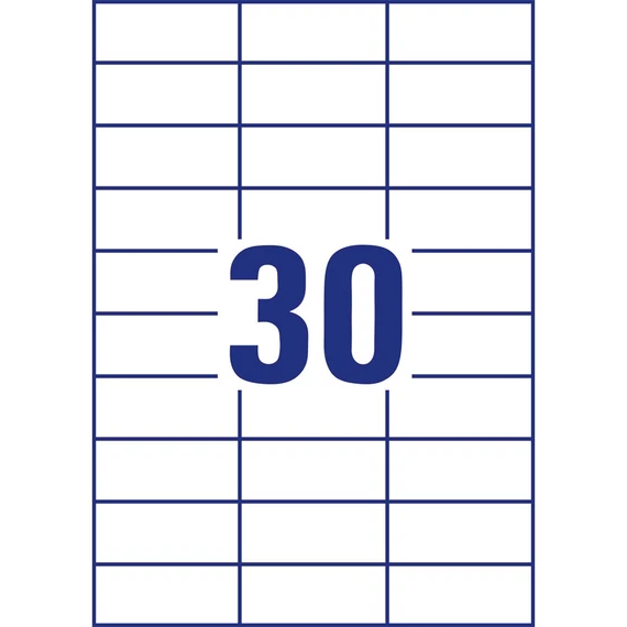 Etikett címke, 70 x29,7mm, univerzális, 30 címke/ív, 100 ív/doboz, Avery fehér