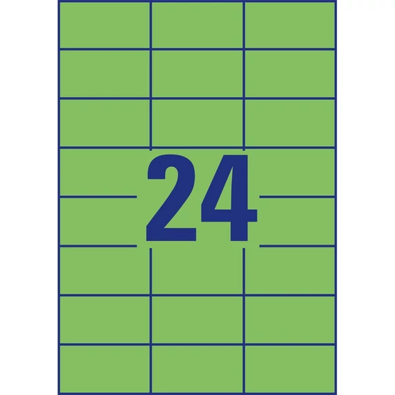Etikett címke, 70 x37mm, univerzális, 24 címke/ív, 100 ív/doboz, Avery zöld