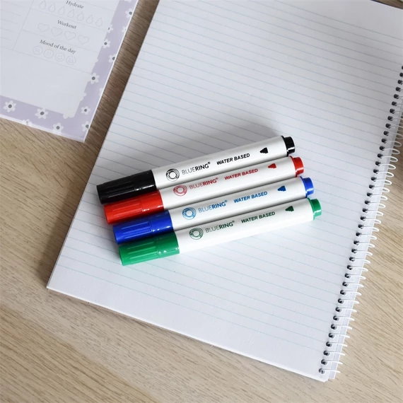 Flipchart marker készlet, rostirón vizes kerek végű 3mm, Bluering®, 4 klf. szín