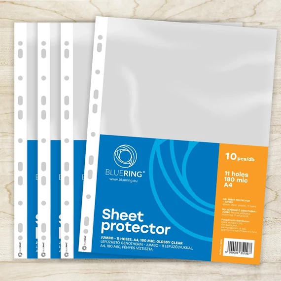 Genotherm lefűzhető, A4, 180 micron jumbo katalógustartó Bluering® 10 db/csomag,