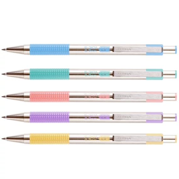Golyóstoll 0,7mm, pasztell lila test, Zebra F-301, írásszín kék