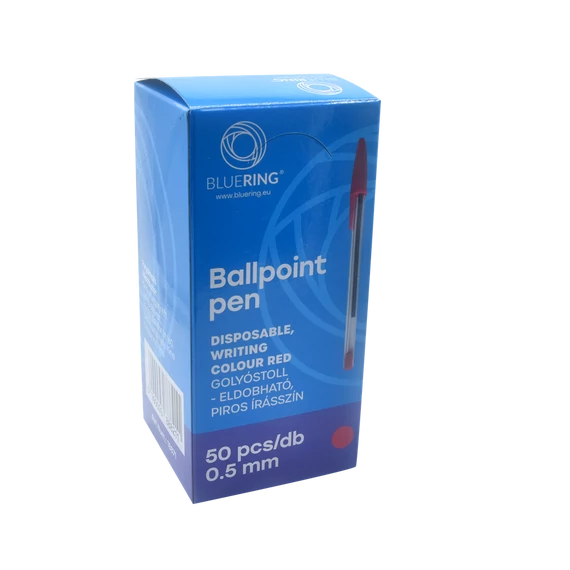 Golyóstoll eldobható kupakos Bluering® , írásszín piros
