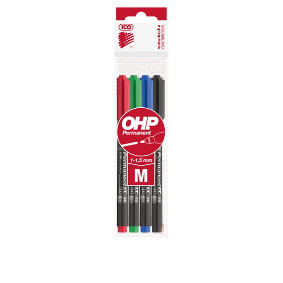 Alkoholos marker készlet, M, OHP Ico, 4 klf.szín