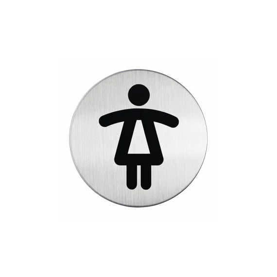 Piktogram, információs tábla, átmérő 83mm, Női WC Durable ezüst