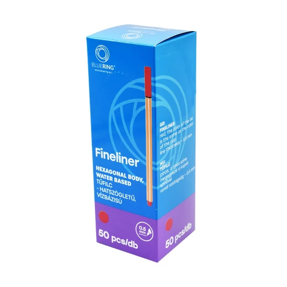 Rostirón, tűfilc vízbázisú, 0,5mm, hatszögletű test, Bluering® fekete