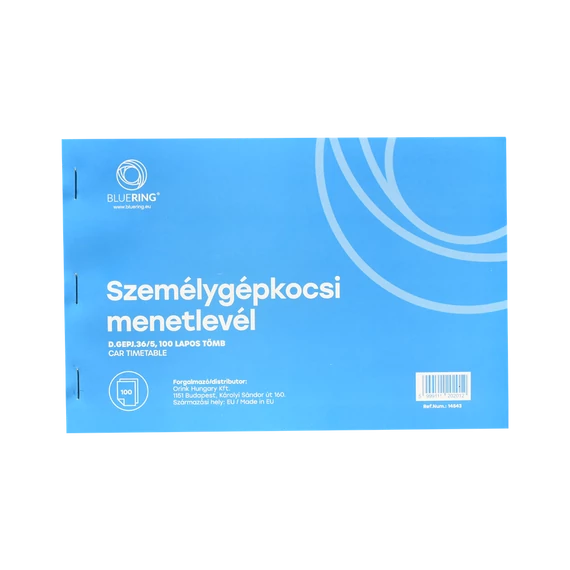Személygépkocsi menetlevél A5, 100 lapos D.GEPJ.36/5 Bluering®