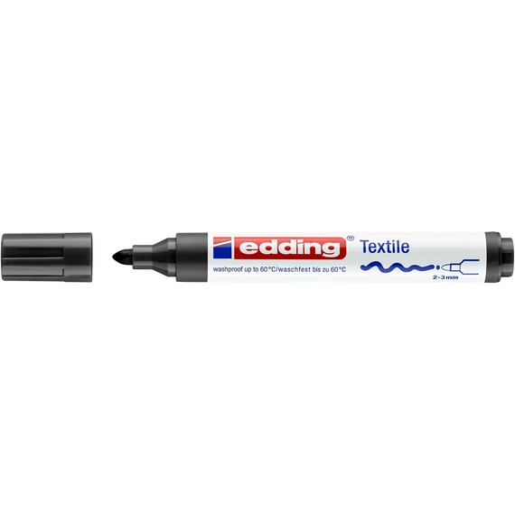 Textilfilc 2-3mm, kerek Edding 4500 fekete